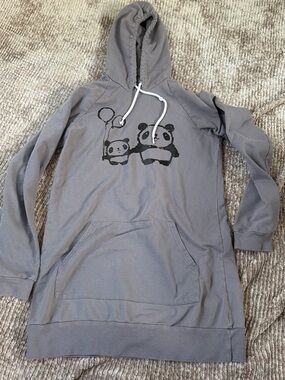 American Apparel Gray Kids Panda Hoodie Dress